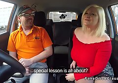 Fat mature fucks in driving school car