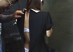 Bootyful Japanese maid with big boobs deserves a good punishment