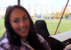Euro amateur squirting in public for cash
