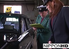 Sexy Japanese driver gives her boss a blowjob