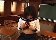Shy Japanese  girl Rino Sayaka exposes her  small tits