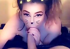 Amelia Skye in cat dress-up fucks and deepthroats big cock and dildo on Snapchat