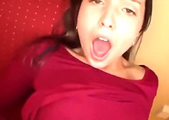 Lovely brunette sucking fucking in a hotel